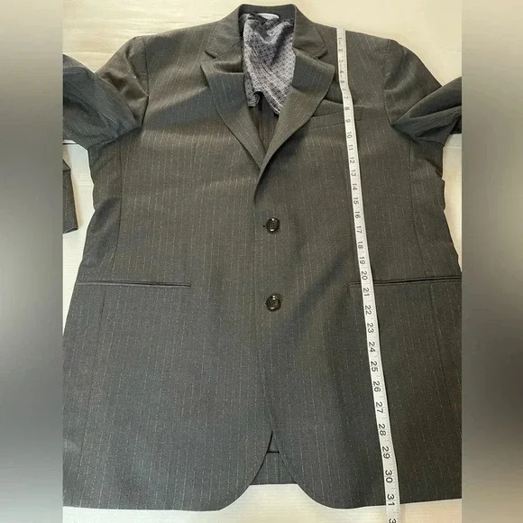 Ted Baker Endurance Wool Sports Coat Charcoal Gray With White Stripe Size 44L - Picture 7 of 10